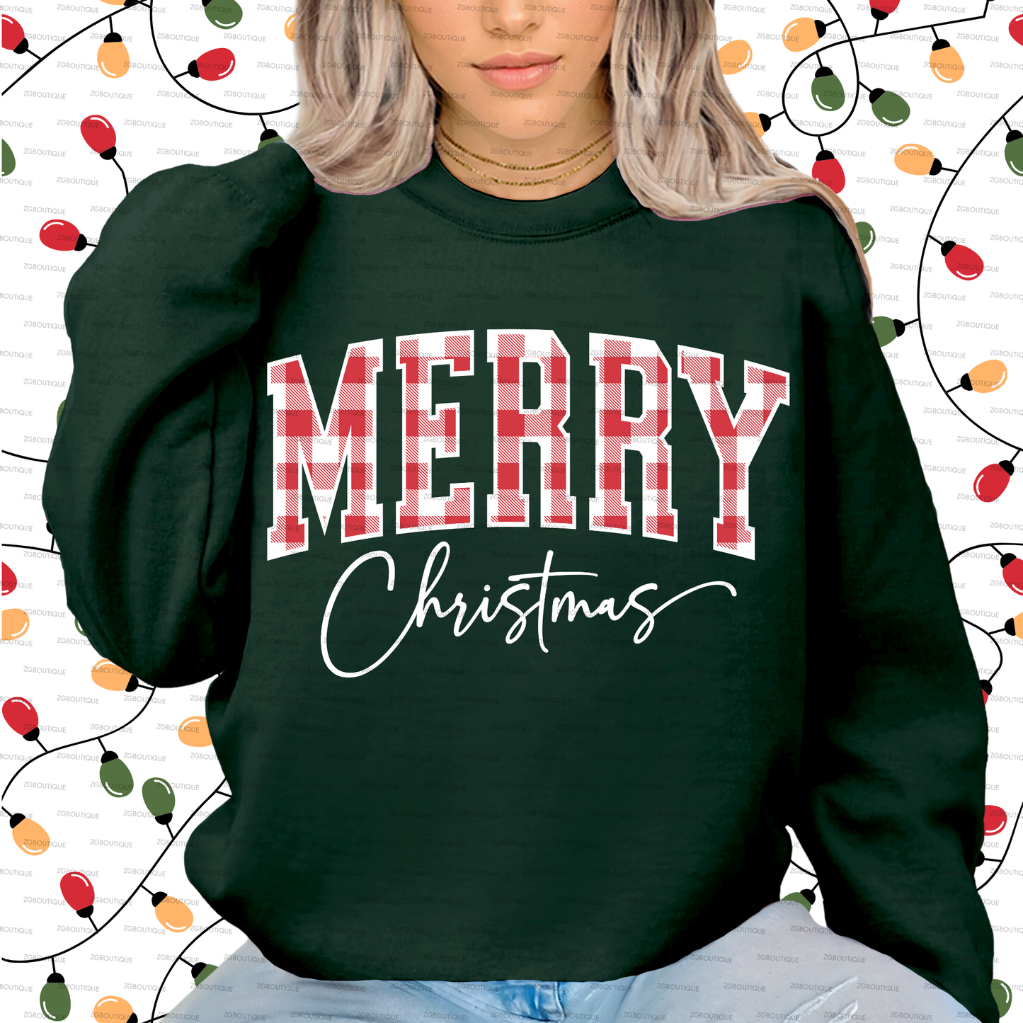 Red and Green Merry Christmas Crewneck *PRE ORDER Until DEC. 5th 2025*