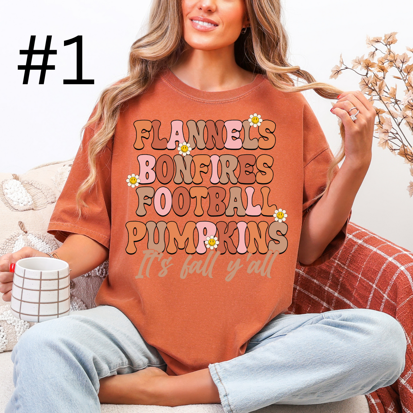Flannels, Bonfires, Football, Pumkins It’s Fall Y’all t-shirts