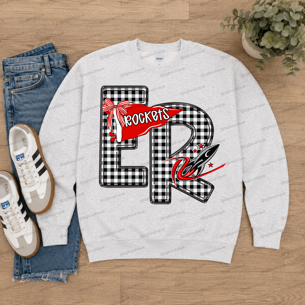 Plaid Team Crewneck